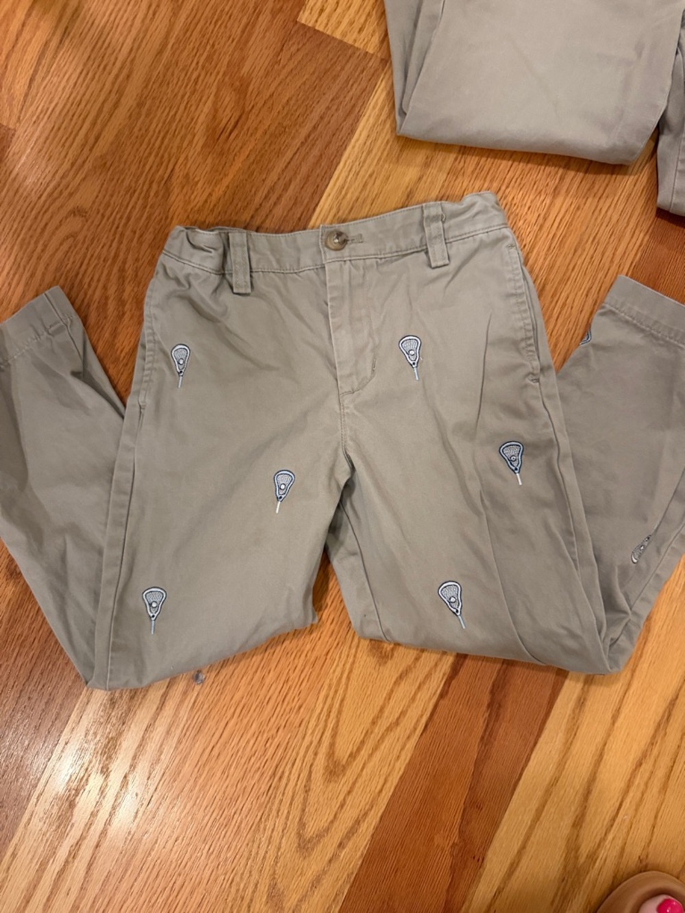 Embroidered Khaki Boys Chinos - Lacrosse Motif